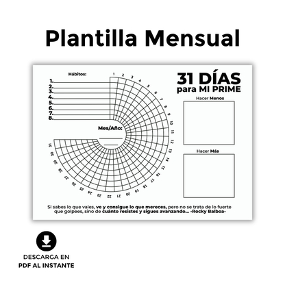 Plantilla de 31 días para TU PRIME